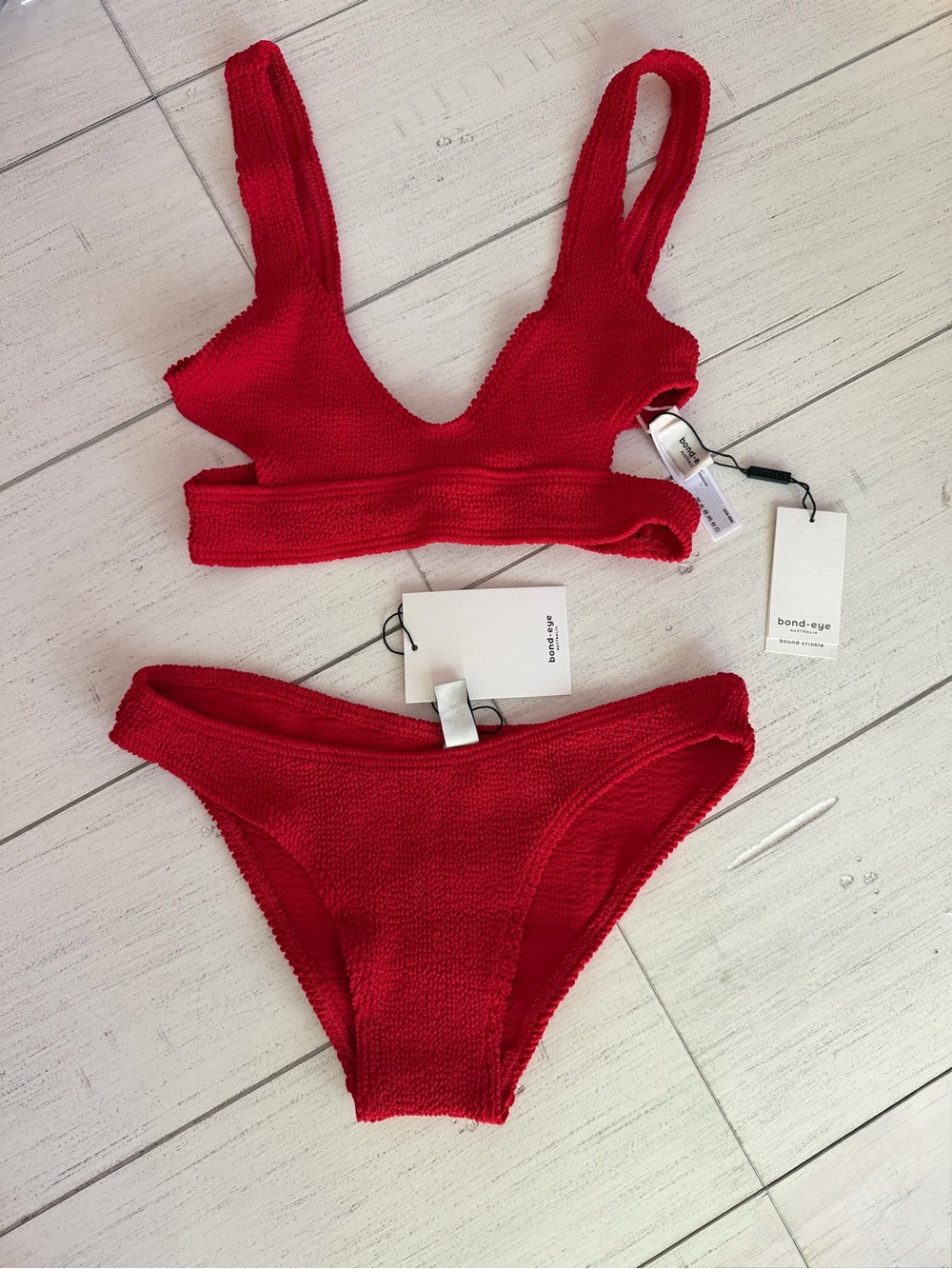 New Bond-eye Swim Bikini Set Nino Top & Sign Briefs Baywatch Red NWT - Picture 2 of 8